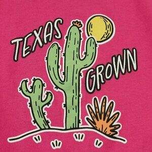 Delta Pro-Weight Graphic Tee Shirt, Girl's 6/7, Pink w/ Texas Grown Graphic,EUC